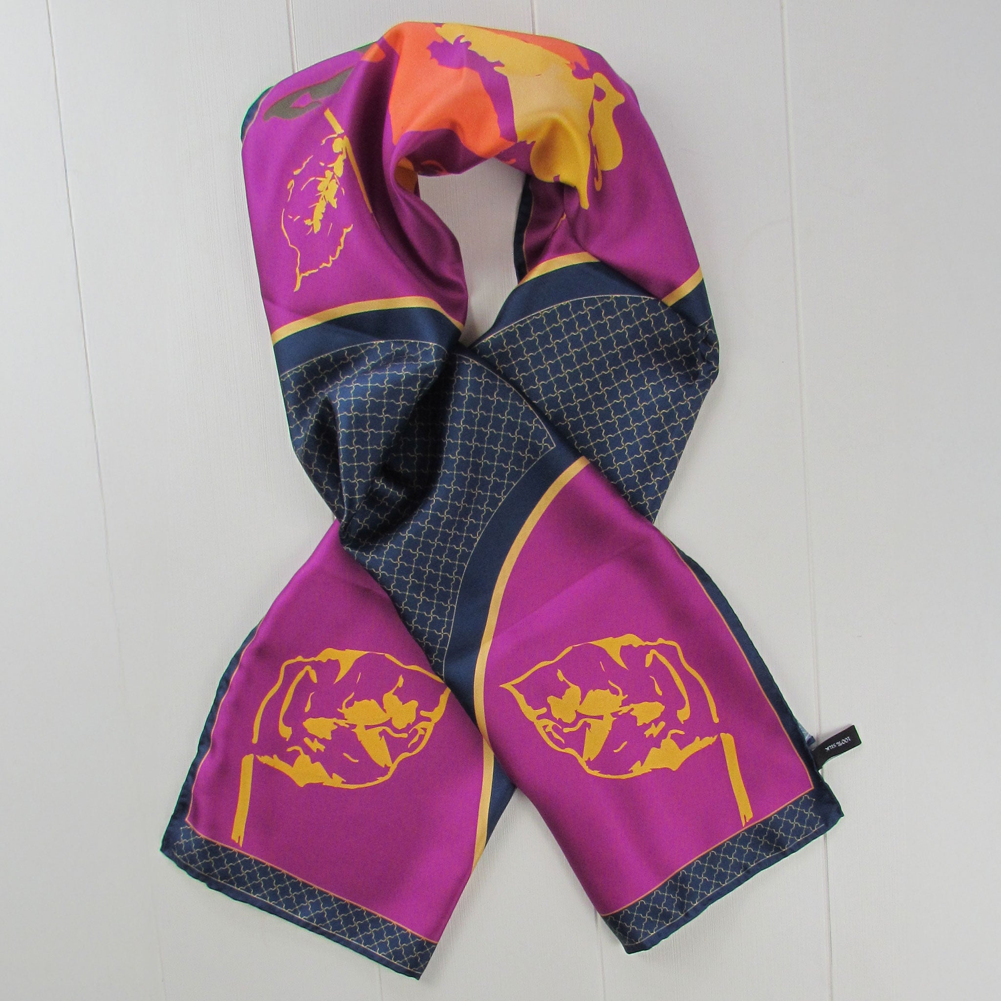 Gilded petal magenta - Silk scarf